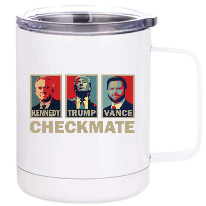 Trump Vance Kennedy Checkmate 2024 Election Republican Front & Back 12oz Stainless Steel Tumbler Cup