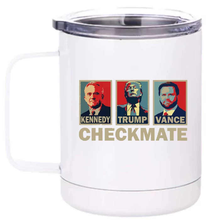 Trump Vance Kennedy Checkmate 2024 Election Republican Front & Back 12oz Stainless Steel Tumbler Cup