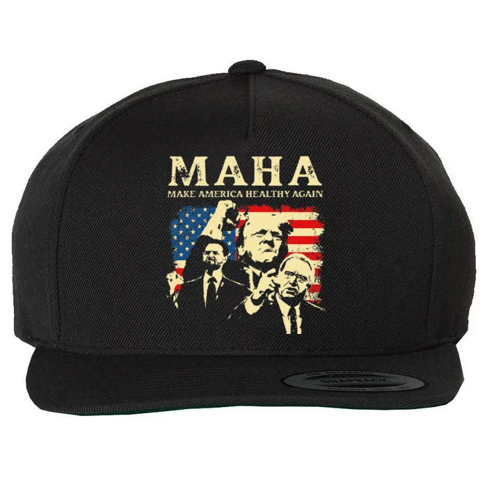 Trump Vance Kennedy Maha 2024 Funny Trump 45 47 Pro Trump Gift Wool Snapback Cap