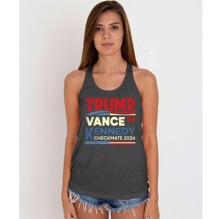 Trump Vance Kennedy Checkmate 2024 Election Republican Women's Knotted Racerback Tank