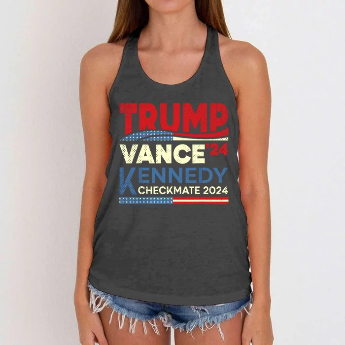 Trump Vance Kennedy Checkmate 2024 Election Republican Women's Knotted Racerback Tank