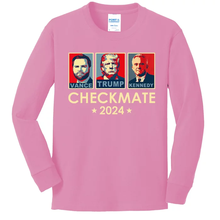 Trump Vance Kennedy Checkmate 2024 Kids Long Sleeve Shirt