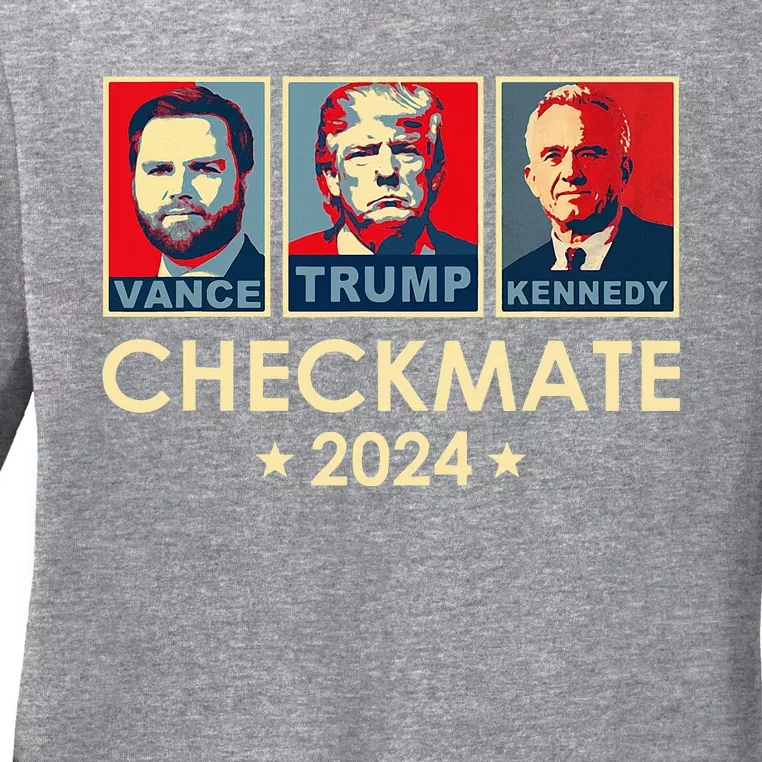 Trump Vance Kennedy Checkmate 2024 Ladies Long Sleeve Shirt