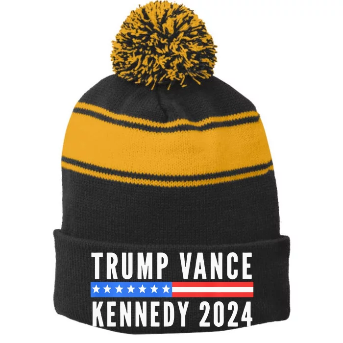 Trump Vance Kennedy Political Campaign Support Republicans Stripe Pom Pom Beanie