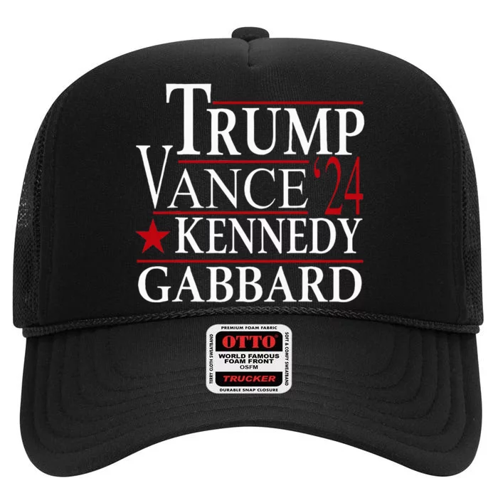 Trump Vance Kennedy Gabbard 2024 Election High Crown Mesh Trucker Hat