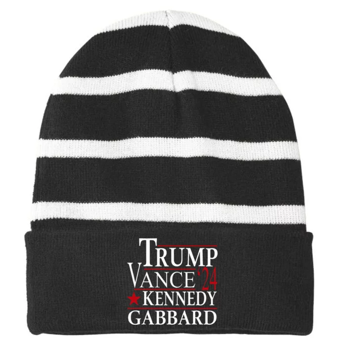 Trump Vance Kennedy Gabbard 2024 Election Striped Beanie with Solid Band