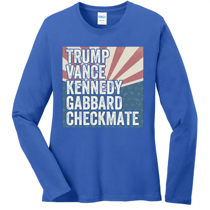 Trump Vance Kennedy Gabbard Checkmate American Flag Chess Ladies Long Sleeve Shirt