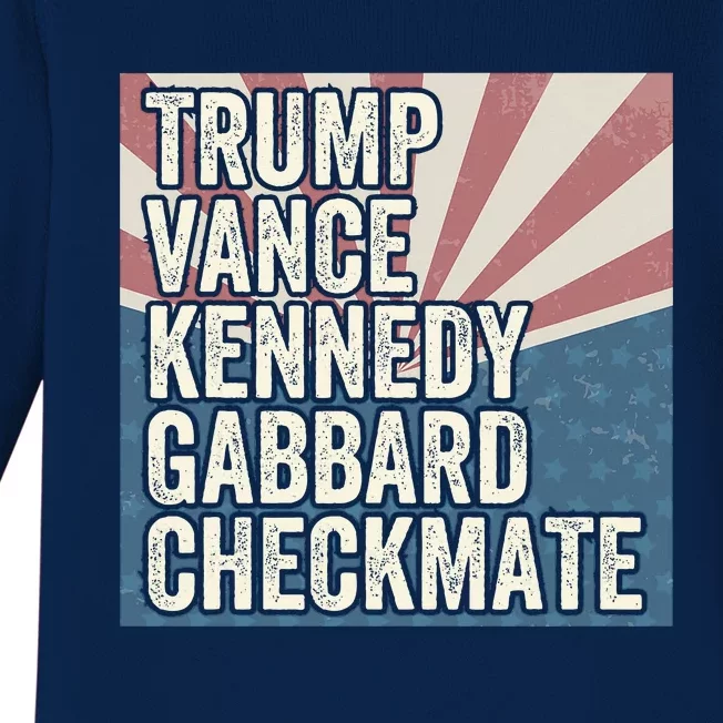 Trump Vance Kennedy Gabbard Checkmate American Flag Chess Baby Long Sleeve Bodysuit