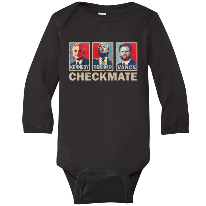 Trump Vance Kennedy Checkmate 2024 Election Republican Baby Long Sleeve Bodysuit