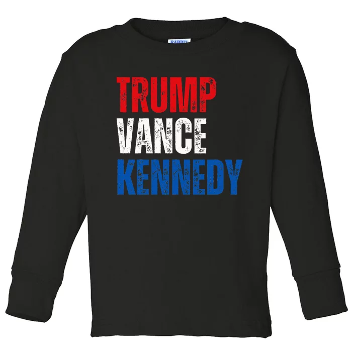 Trump Vance Kennedy Presidential Campaign Flag Usa 2024 Toddler Long Sleeve Shirt