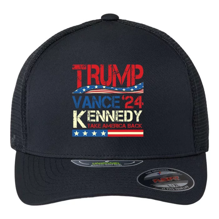 Trump Vance Kennedy Take America Back 2024 Election Flexfit Unipanel Trucker Cap