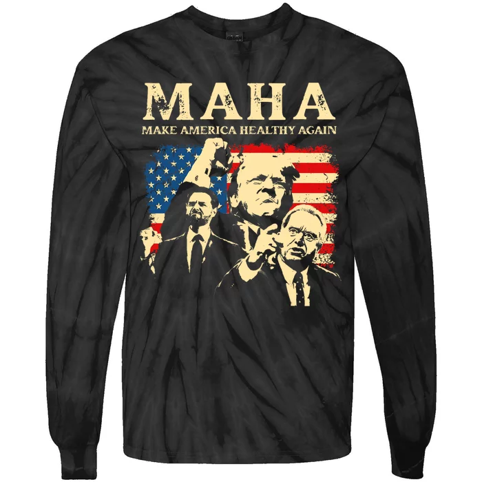 Trump Vance Kennedy Maha 2024 Funny Trump 45 47 Pro Trump Tie-Dye Long Sleeve Shirt