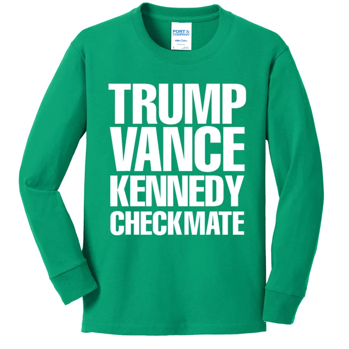 Trump Vance Kennedy Checkmate 2024 Election Republican Kids Long Sleeve Shirt