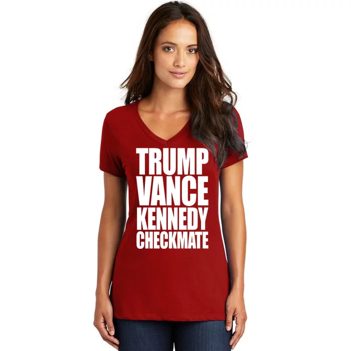 Trump Vance Kennedy Checkmate 2024 Election Republican Women's V-Neck T-Shirt