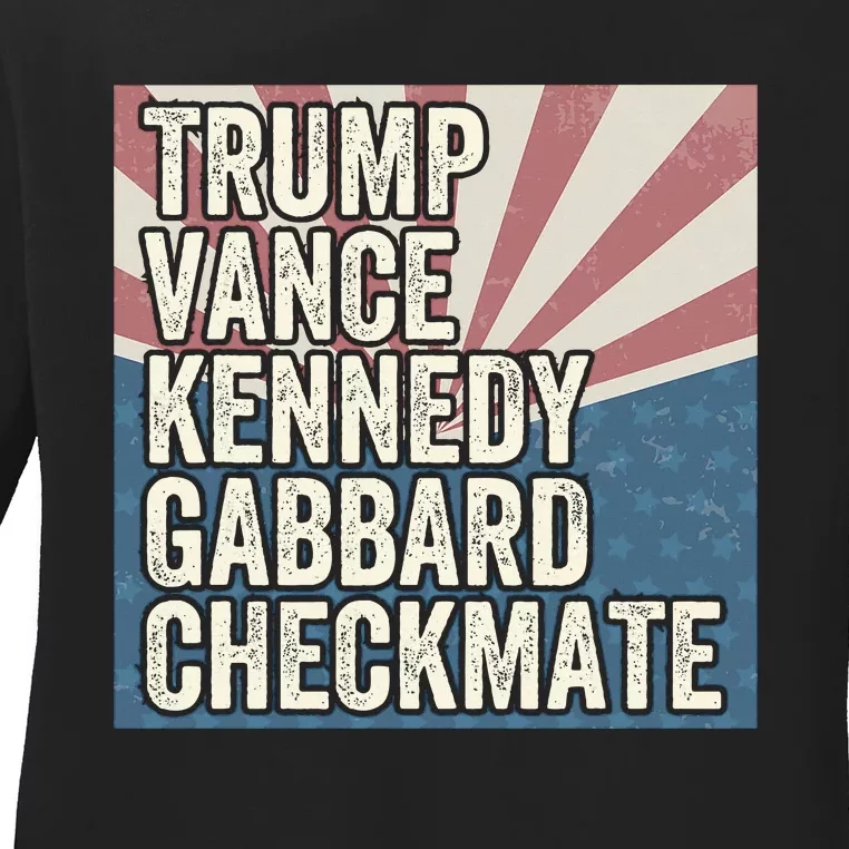 Trump Vance Kennedy Gabbard Checkmate American Flag Chess Ladies Long Sleeve Shirt