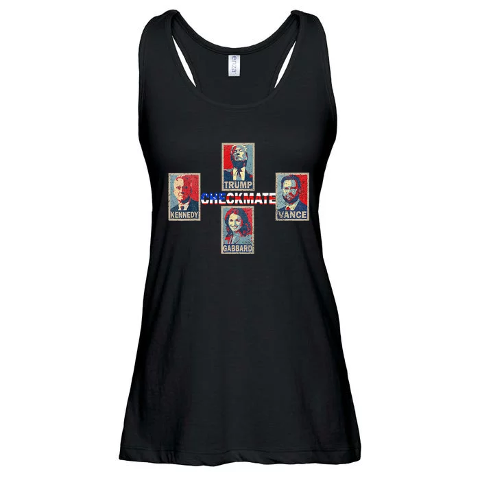 Trump Vance Kennedy Gabbard Checkmate American Flag Ladies Essential Flowy Tank