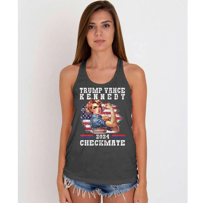 Trump Vance Kennedy Checkmate 2024 Election Republican Trump Gift Women's Knotted Racerback Tank