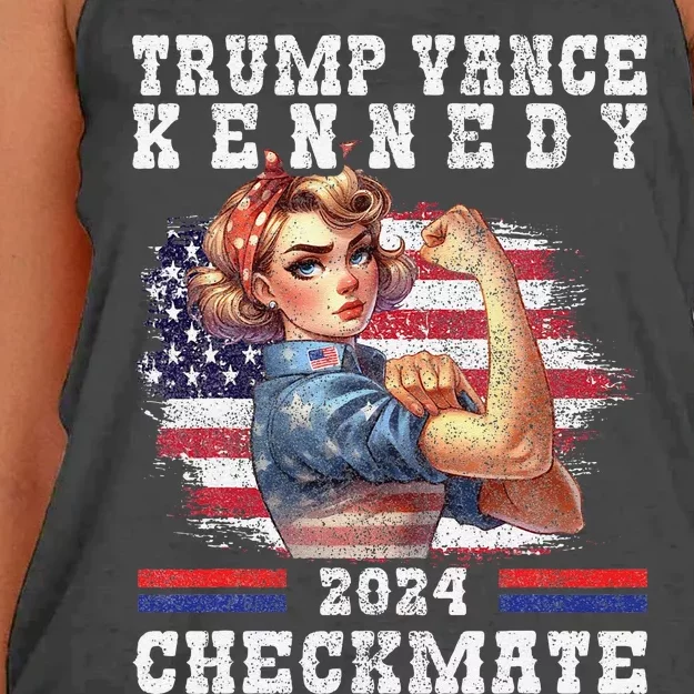 Trump Vance Kennedy Checkmate 2024 Election Republican Trump Gift Women's Knotted Racerback Tank