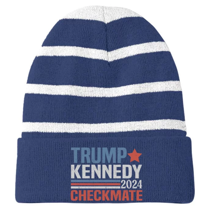 Trump Vance Kennedy Checkmate 2024 Election Republican Striped Beanie with Solid Band