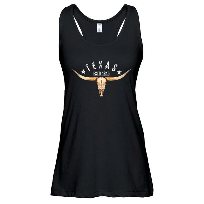 Texas Vintage Longhorn Estd. 1845 Pride Of All Texans Ladies Essential Flowy Tank