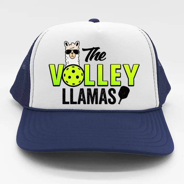 The Volley LLamas comic style llama pickle ball Trucker Hat