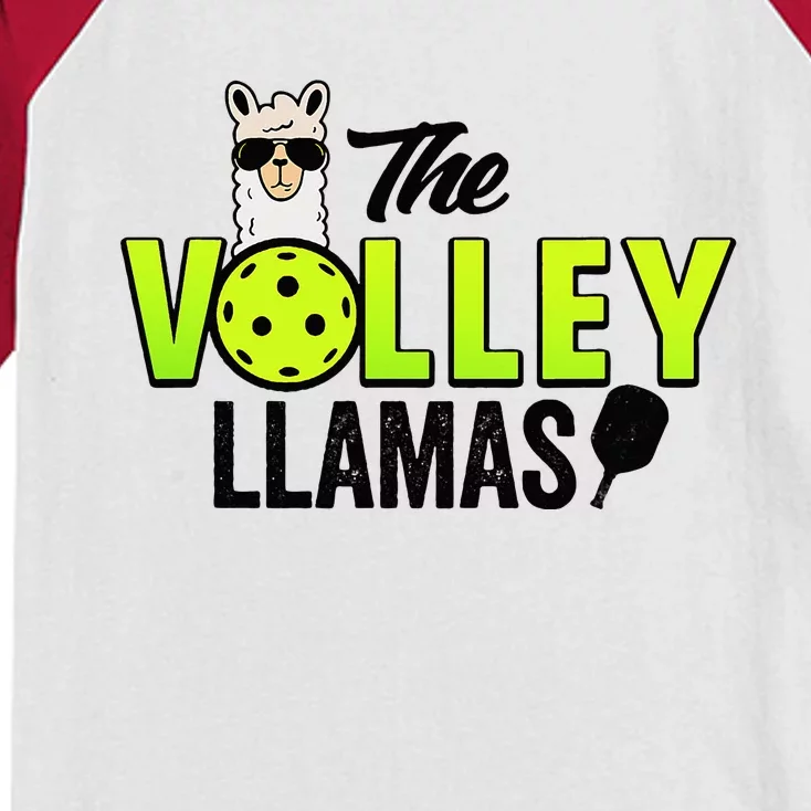 The Volley LLamas comic style llama pickle ball Kids Colorblock Raglan Jersey