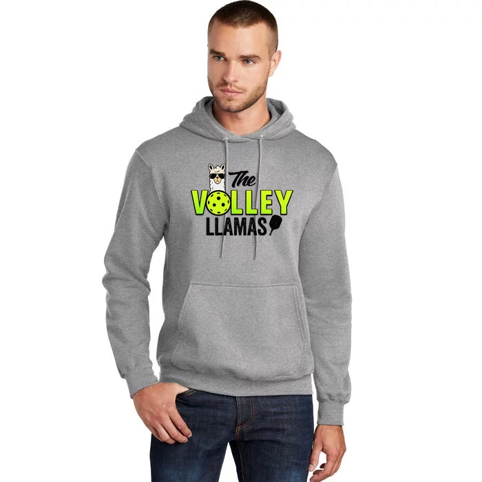 The Volley LLamas comic style llama pickle ball Tall Hoodie