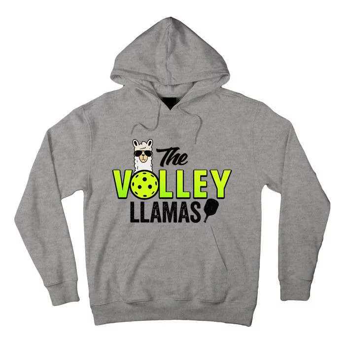 The Volley LLamas comic style llama pickle ball Tall Hoodie