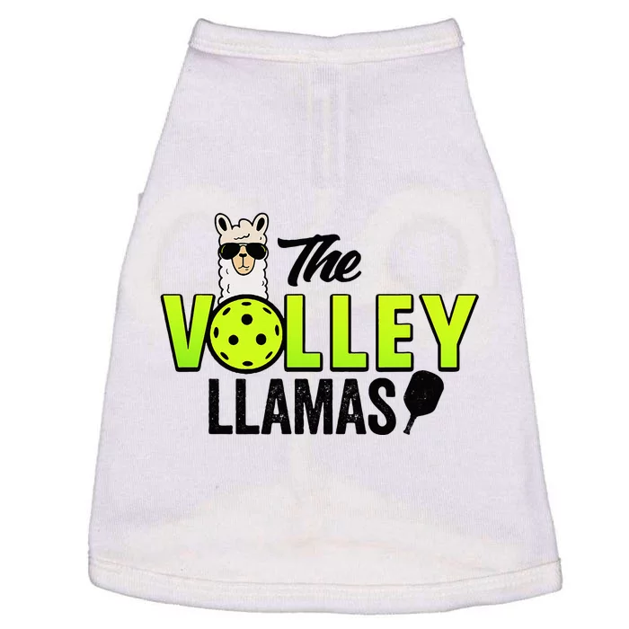 The Volley LLamas comic style llama pickle ball Doggie Tank