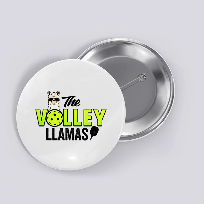 The Volley LLamas comic style llama pickle ball Button