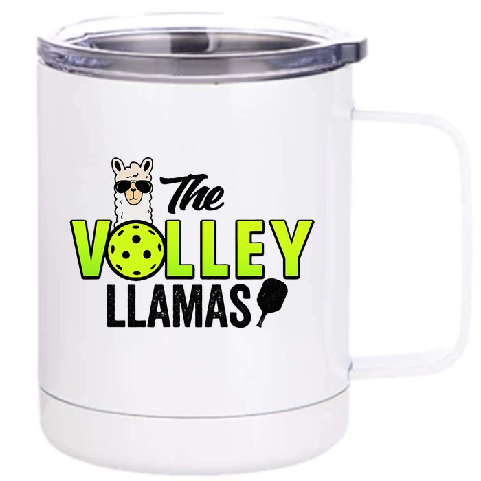 The Volley LLamas comic style llama pickle ball Front & Back 12oz Stainless Steel Tumbler Cup