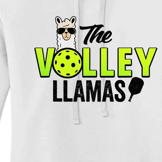 The Volley LLamas comic style llama pickle ball Women's Pullover Hoodie