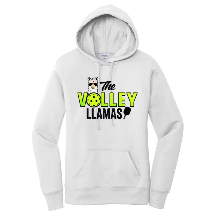 The Volley LLamas comic style llama pickle ball Women's Pullover Hoodie