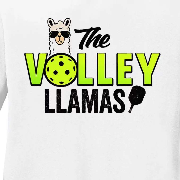 The Volley LLamas comic style llama pickle ball Ladies Long Sleeve Shirt