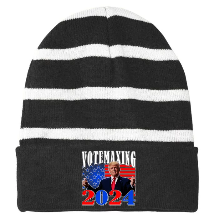 Trump Vote Maxing 2024 Election Striped Beanie with Solid Band