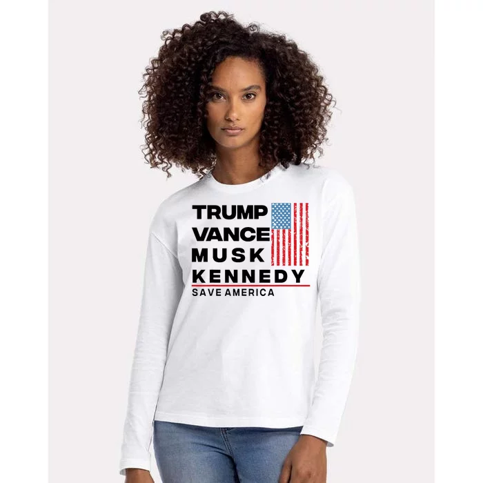 Trump Vance Musk Kennedy Gabbard 2024 Save America Womens Cotton Relaxed Long Sleeve T-Shirt