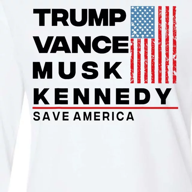 Trump Vance Musk Kennedy Gabbard 2024 Save America Womens Cotton Relaxed Long Sleeve T-Shirt