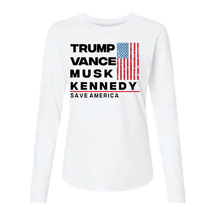 Trump Vance Musk Kennedy Gabbard 2024 Save America Womens Cotton Relaxed Long Sleeve T-Shirt