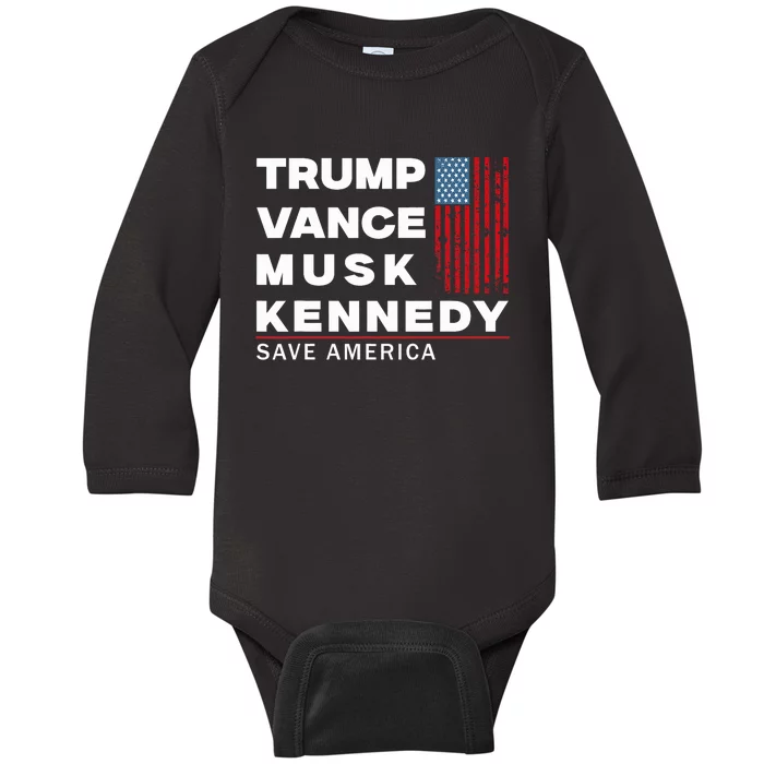 Trump Vance Musk Kennedy Save America 2024 Baby Long Sleeve Bodysuit