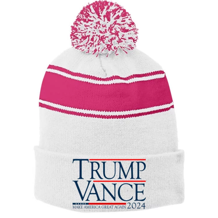 Trump Vance Make America Great Again 2024 Election Stripe Pom Pom Beanie