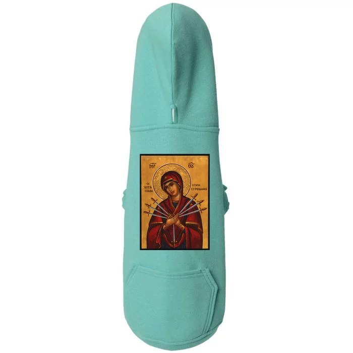 Theotokos Virgin Mary Of 7 Seven Swords Greek Orthodox Doggie 3-End Fleece Hoodie