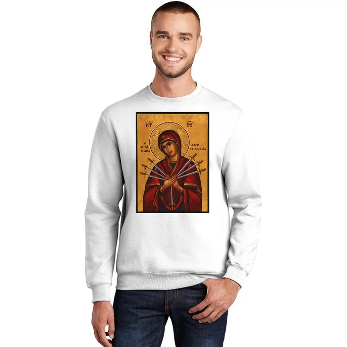 Theotokos Virgin Mary Of 7 Seven Swords Greek Orthodox Sweatshirt