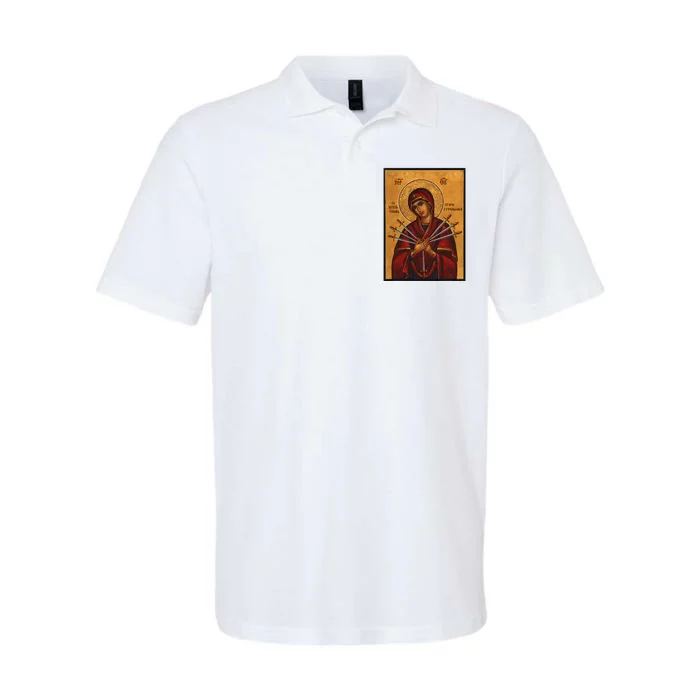 Theotokos Virgin Mary Of 7 Seven Swords Greek Orthodox Softstyle Adult Sport Polo