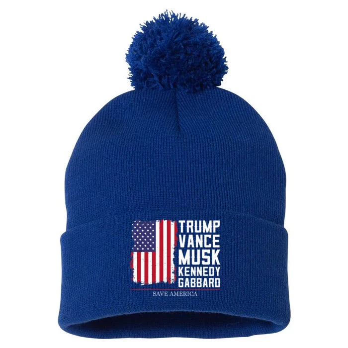 Trump Vance Musk Kennedy Gabbard 2024 Save America Pom Pom 12in Knit Beanie