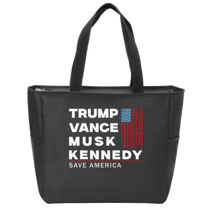 Trump Vance Musk Kennedy Save America 2024 Zip Tote Bag