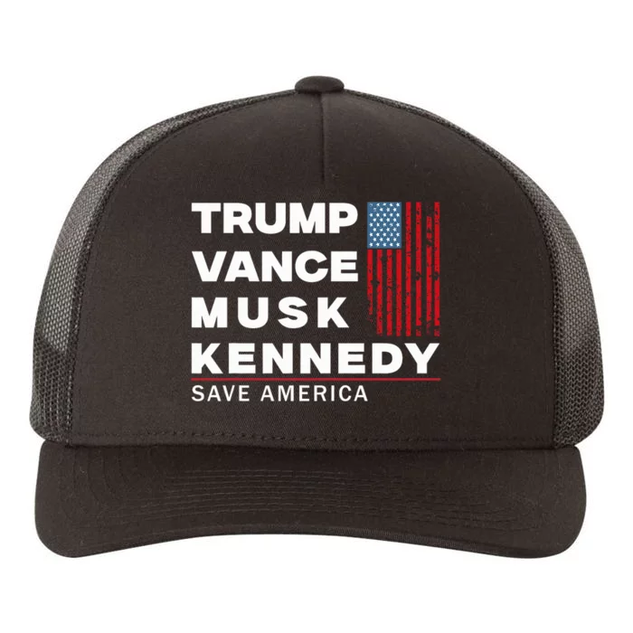 Trump Vance Musk Kennedy Save America 2024 Yupoong Adult 5-Panel Trucker Hat