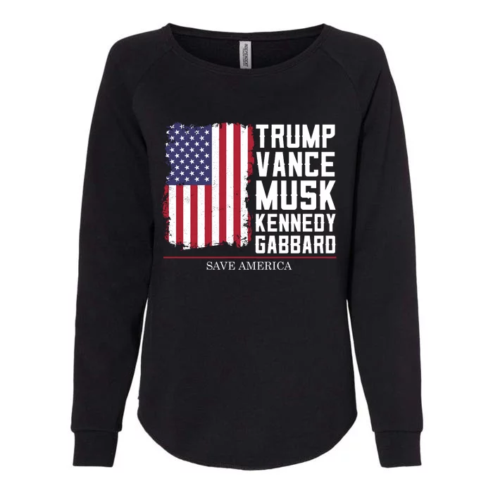 Trump Vance Musk Kennedy Gabbard 2024 Save America Womens California Wash Sweatshirt