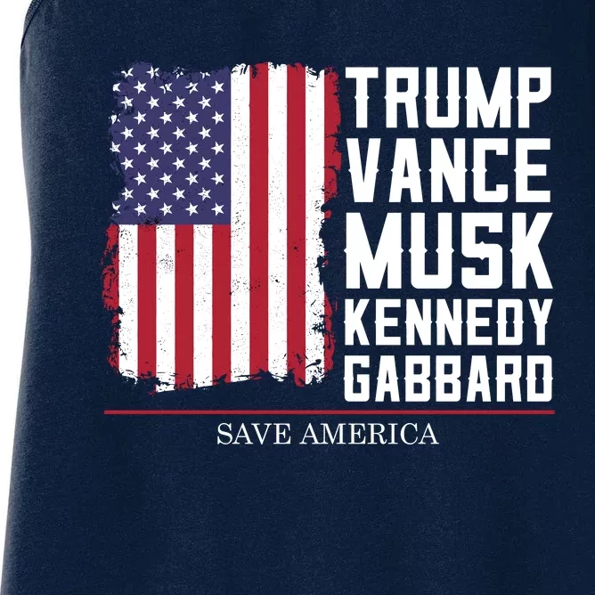 Trump Vance Musk Kennedy Gabbard 2024 Save America Women's Racerback Tank