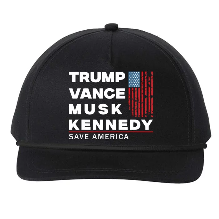 Trump Vance Musk Kennedy Save America 2024 Snapback Five-Panel Rope Hat