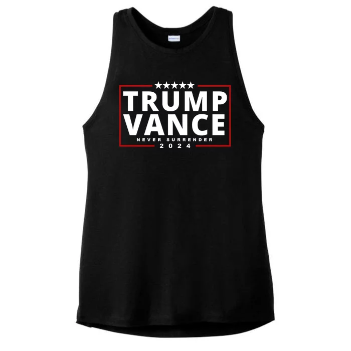 Trump Vance Never Surrender 2024 Politcal Ladies Tri-Blend Wicking Tank